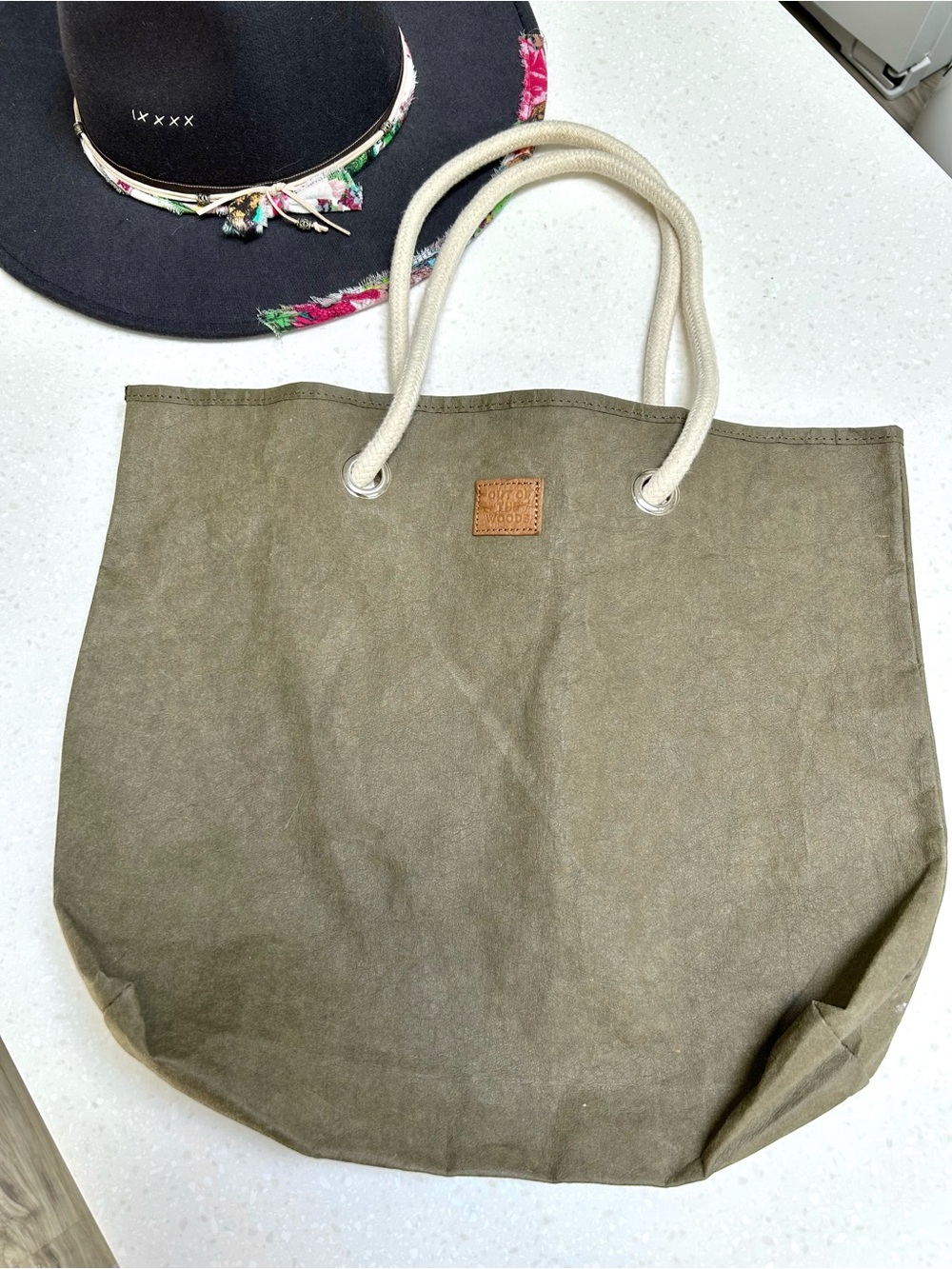 Tree bark natural Tote boho Bag w Rope Handles Gypsy hippy beach vibe
